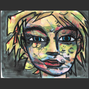 164 - Face noyée de signes